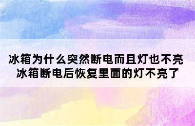 冰箱为什么突然断电而且灯也不亮 冰箱断电后恢复里面的灯不亮了